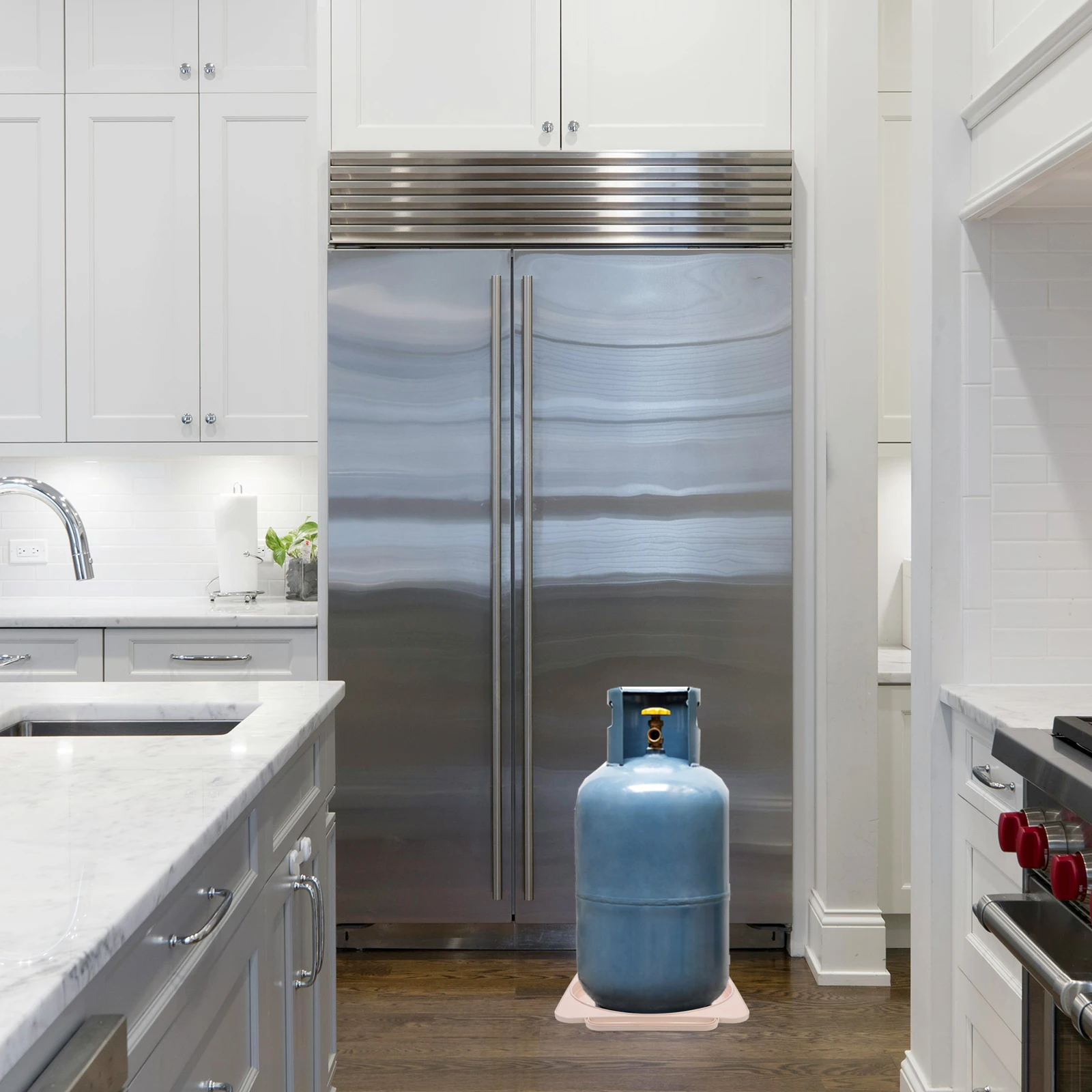 Movable Propane Tank Base With Wheels Gas Cylinder Holder Dolly For 34Cm Tanks Outdoor Kitchen Use Storage Tray Rust Resistant 
Movable Propane Tank Base With Wheels Gas Cylinder Holder Dolly For 34Cm Tanks Outdoor Kitchen Use Storage Tray Rust Resistant