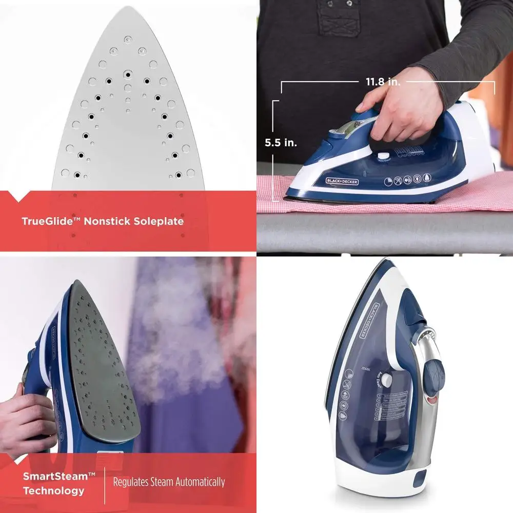 Беспроводной утюг с антипригарной подошвой и 16-футовым шнуром питания
Беспроводной утюг с антипригарной подошвой и 16-футовым шнуром питания