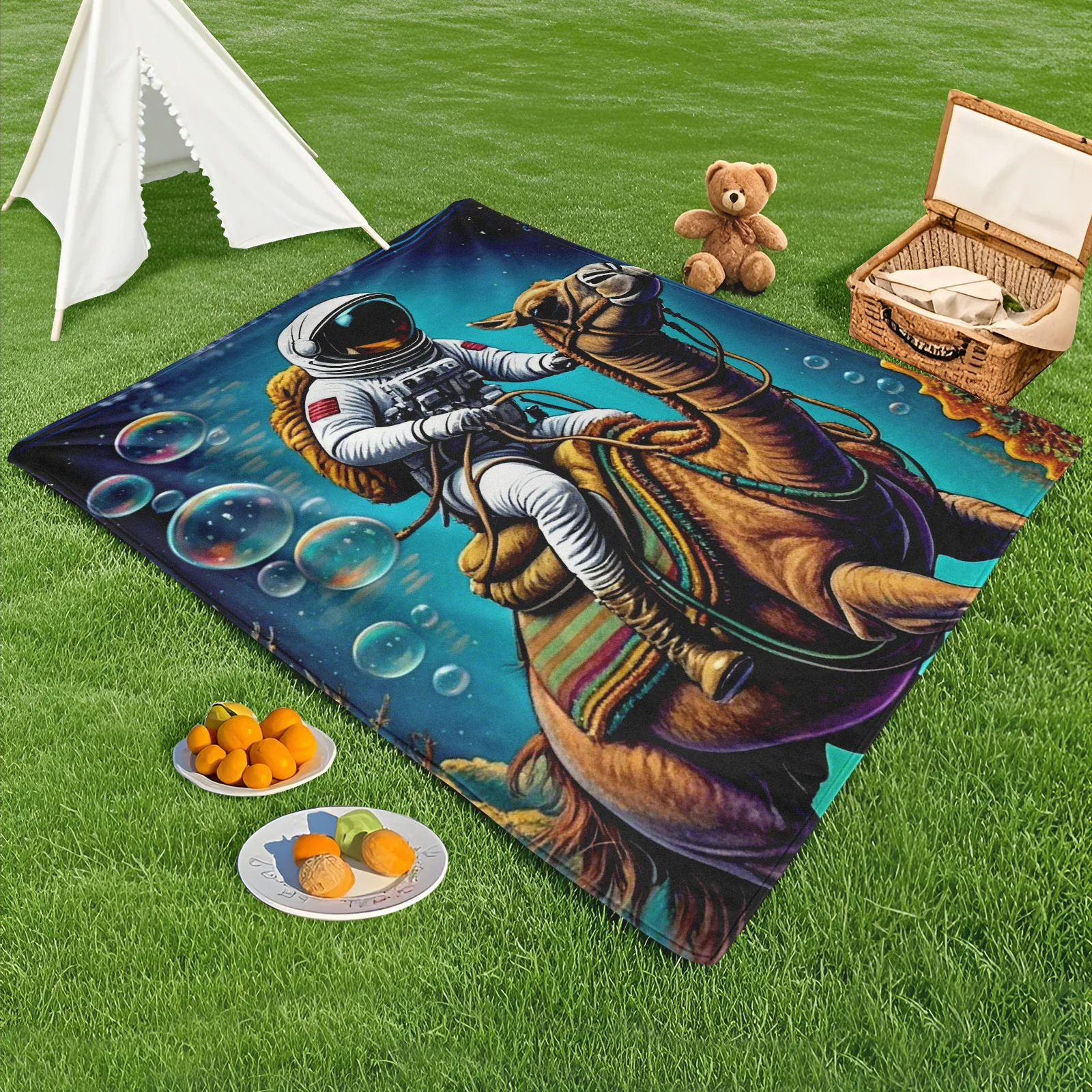 Ocean Themed Blanket With Camels Bubbles And Astronauts For Outdoor Adventures And Unique Decor Design
Ocean Themed Blanket With Camels Bubbles And Astronauts For Outdoor Adventures And Unique Decor Design