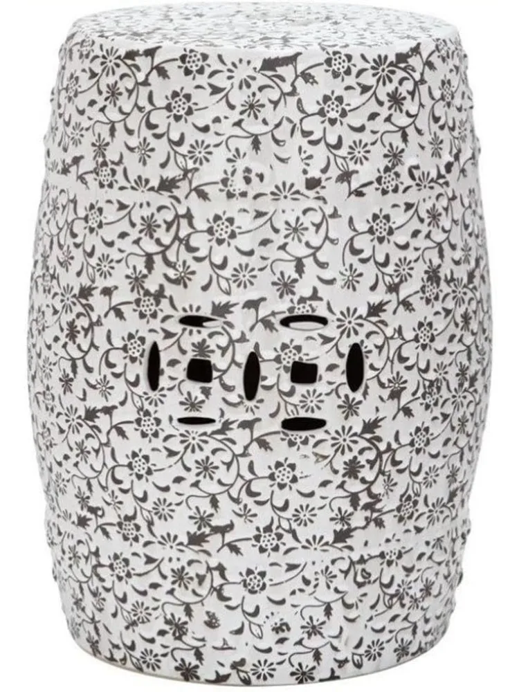 Decorative Garden Stools Flower and Vine Ceramic Decorative Garden Stool, White and Charcoal 13"D X 13"W X 18.5"H
Decorative Garden Stools Flower and Vine Ceramic Decorative Garden Stool, White and Charcoal 13"D X 13"W X 18.5"H