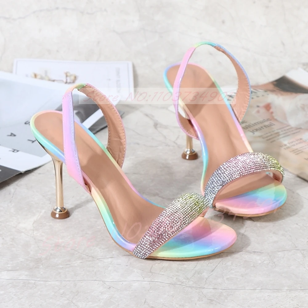 Rainbow Multi Color Heels Sandals Women Crystals Toe Strap Slingback Metal Heel 9CM Sweet Casual 2026 Summer New Sandals
Rainbow Multi Color Heels Sandals Women Crystals Toe Strap Slingback Metal Heel 9CM Sweet Casual 2026 Summer New Sandals
