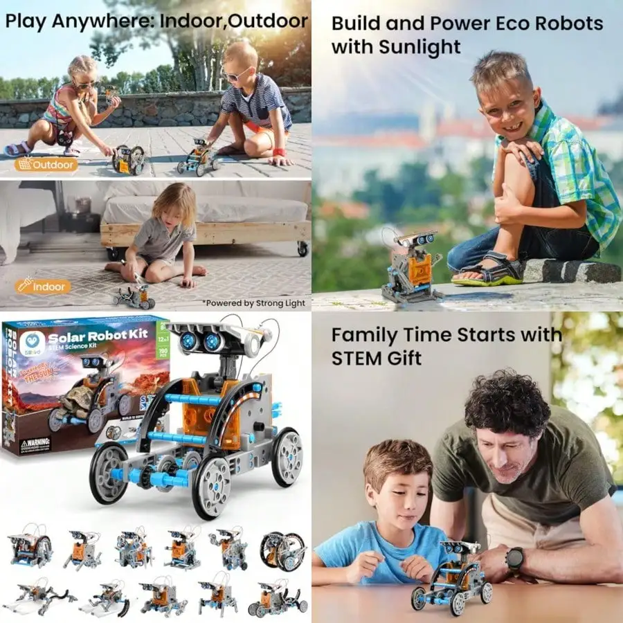 12-in-1 Solar Robot Kit, 190Pcs STEM DIY Science Educational Toy for Kids 8-13
12-in-1 Solar Robot Kit, 190Pcs STEM DIY Science Educational Toy for Kids 8-13