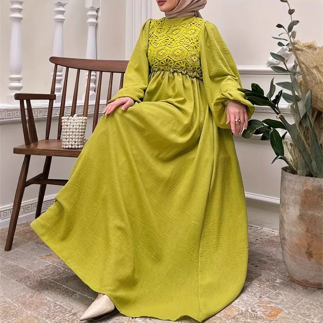 Muslim Abaya Middle East Arab Long Sleeve Abaya, Women's Solid-color Slim-fit High-waisted Splicing Fashion Temperament Dress
Muslim Abaya Middle East Arab Long Sleeve Abaya, Women's Solid-color Slim-fit High-waisted Splicing Fashion Temperament Dress