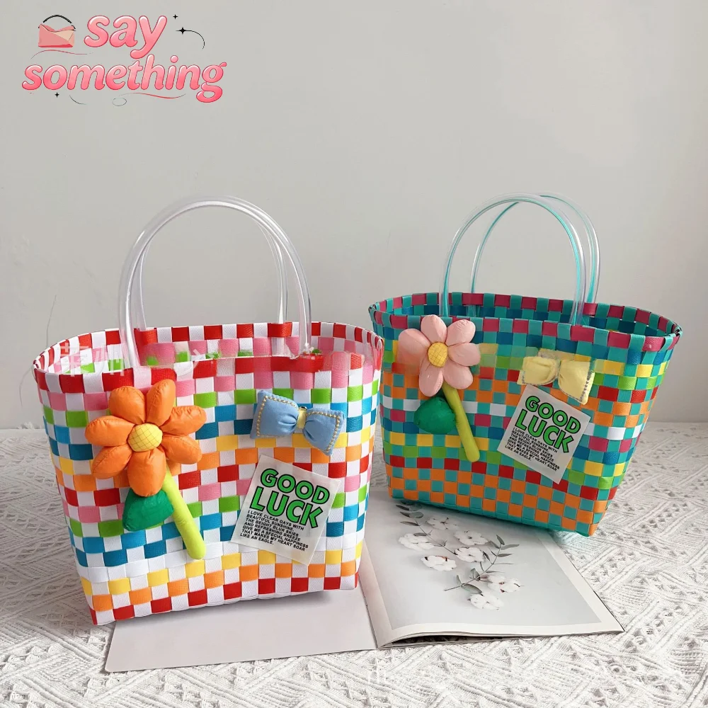 Fresh Style Woven Handbag Fashionable Color Matching Plastic Editing Tote Bag Urban Simple Women's Tote Bag Beach Bag Handbag
Fresh Style Woven Handbag Fashionable Color Matching Plastic Editing Tote Bag Urban Simple Women's Tote Bag Beach Bag Handbag