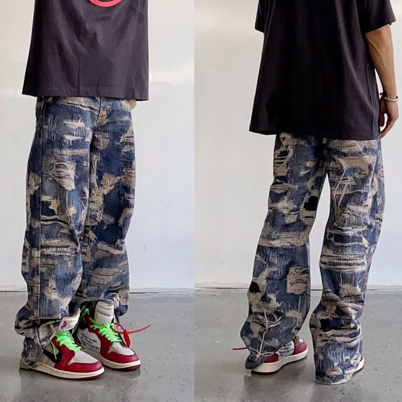 Digital Printed Flare Wide Leg Jeans Men's Brand Retro Washed Fashion Long Pants Elastic Waist Spring Autumn Casual Baggy Pants
Digital Printed Flare Wide Leg Jeans Men's Brand Retro Washed Fashion Long Pants Elastic Waist Spring Autumn Casual Baggy Pants