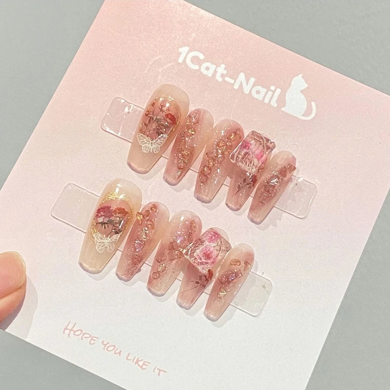 10pcs Handmade Press on Nails 3D Coffin Nails Frozen Rose Designs Fake Nail Glitter Butterfly Art False Fingernail Nail Tips Set
10pcs Handmade Press on Nails 3D Coffin Nails Frozen Rose Designs Fake Nail Glitter Butterfly Art False Fingernail Nail Tips Set