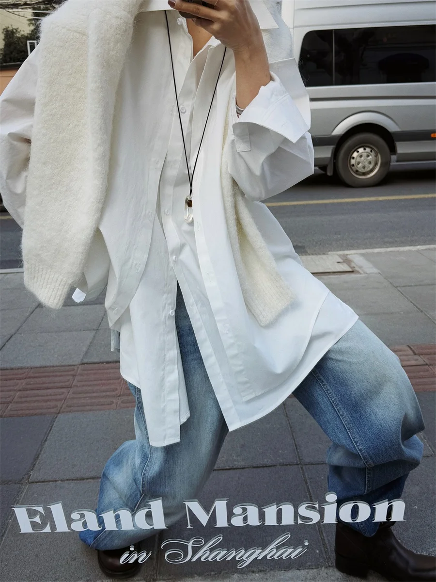 Футболка MOEROP Boyfriend Series с двойным воротником, свободного кроя, белая, повседневная, из смесового хлопка, длинный рукав, стандартная тонкая модель
Футболка MOEROP Boyfriend Series с двойным воротником, свободного кроя, белая, повседневная, из смесового хлопка, длинный рукав, стандартная тонкая модель