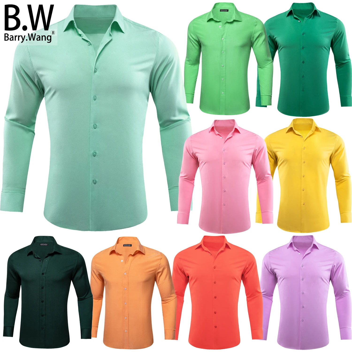 Barry.Wang Silk Mens Shirts Jacquard Solid Long Sleeve Light Slim Formal Smooth Plain Male Blouses Stylish Wedding Business Gift
Barry.Wang Silk Mens Shirts Jacquard Solid Long Sleeve Light Slim Formal Smooth Plain Male Blouses Stylish Wedding Business Gift