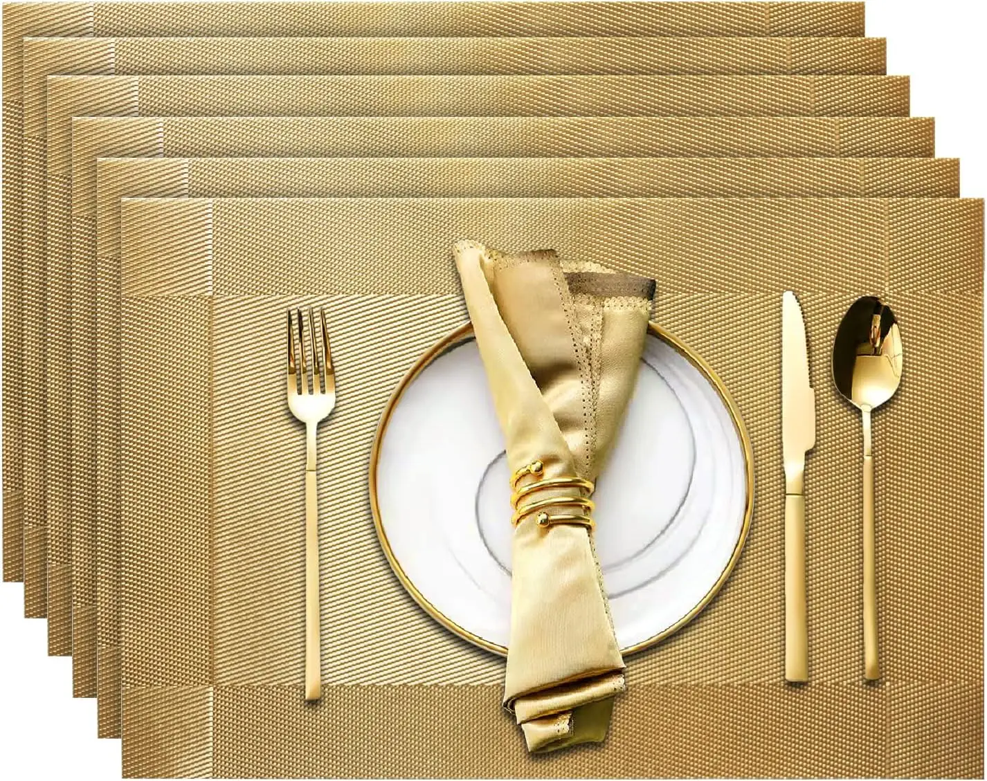 Woven Placemats Set of 6, Heat Resistant & Washable PVC Table Mats, Non-Slip, Stain Resistant, Easy Clean, 18x12 Inch
Woven Placemats Set of 6, Heat Resistant & Washable PVC Table Mats, Non-Slip, Stain Resistant, Easy Clean, 18x12 Inch