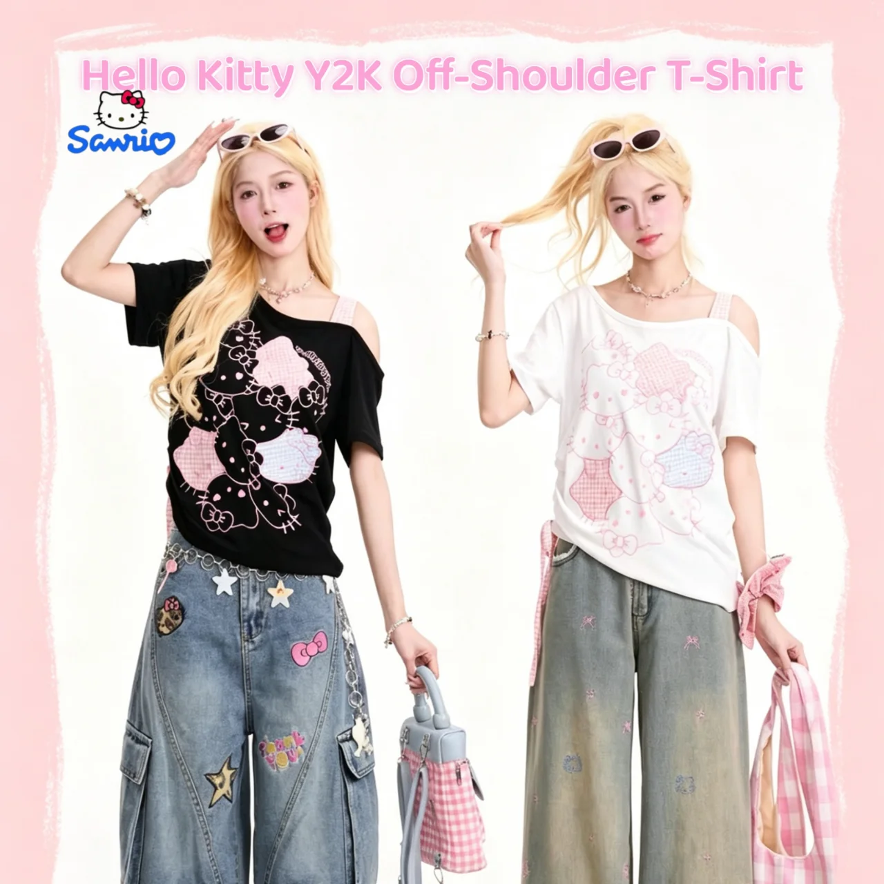 Sanrio Hello Kitty Off Shoulder T-shirt Women Girl Summer Y2K Cute Cartoon Print Casual Daily Loose Korean T-shirt Short Sleeve
Sanrio Hello Kitty Off Shoulder T-shirt Women Girl Summer Y2K Cute Cartoon Print Casual Daily Loose Korean T-shirt Short Sleeve