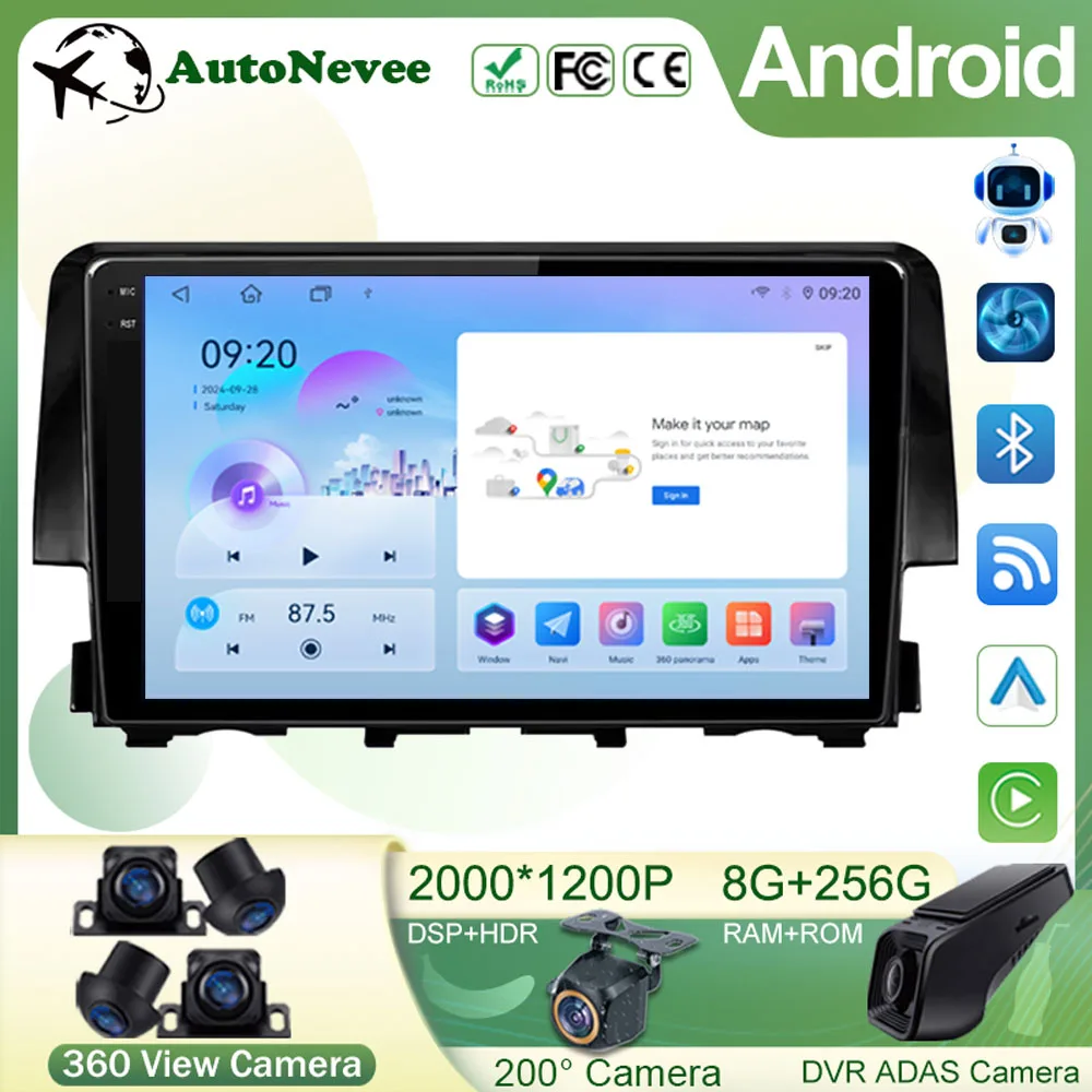 Android 14 For Honda Civic 10 FC FK 2015 - 2020 Car Radio Multimedia Video Player Android Auto Wireless Adapter
Android 14 For Honda Civic 10 FC FK 2015 - 2020 Car Radio Multimedia Video Player Android Auto Wireless Adapter