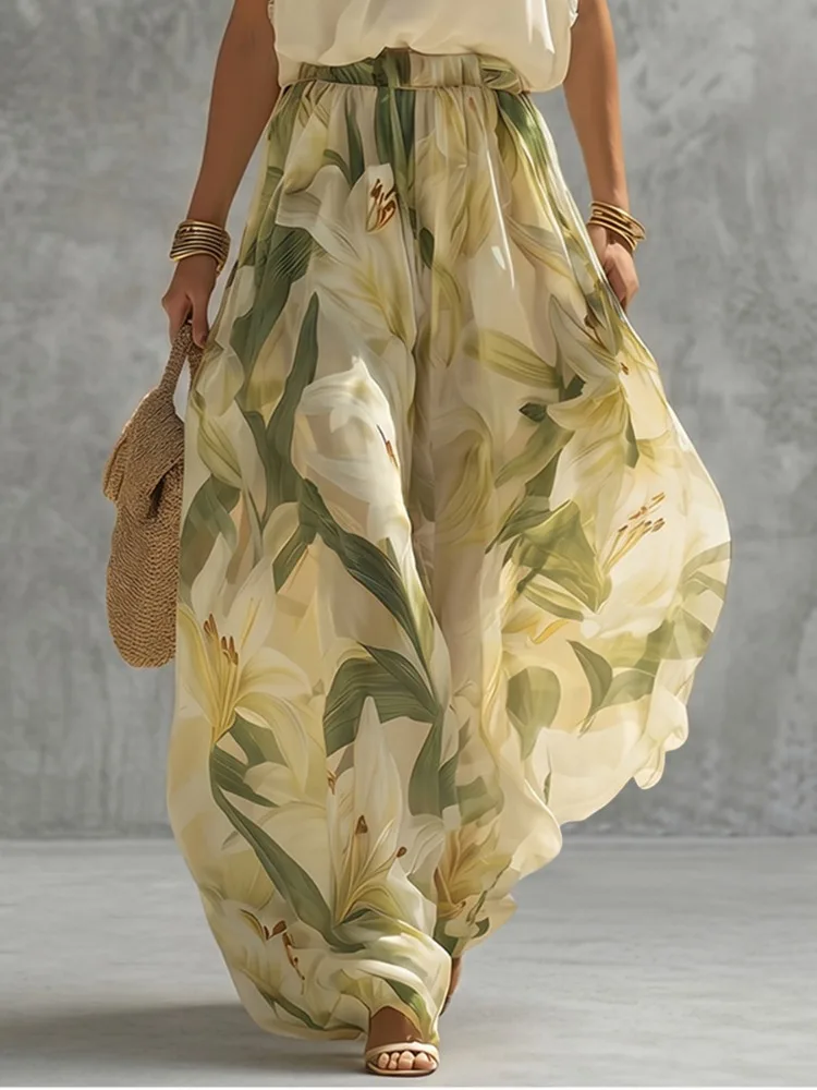 UOOZEE Women's Elegant Floral Printed Wide Leg Summer Matching Pants Loose High Waisted Bohemian Casual Trousers Bottoms
UOOZEE Women's Elegant Floral Printed Wide Leg Summer Matching Pants Loose High Waisted Bohemian Casual Trousers Bottoms