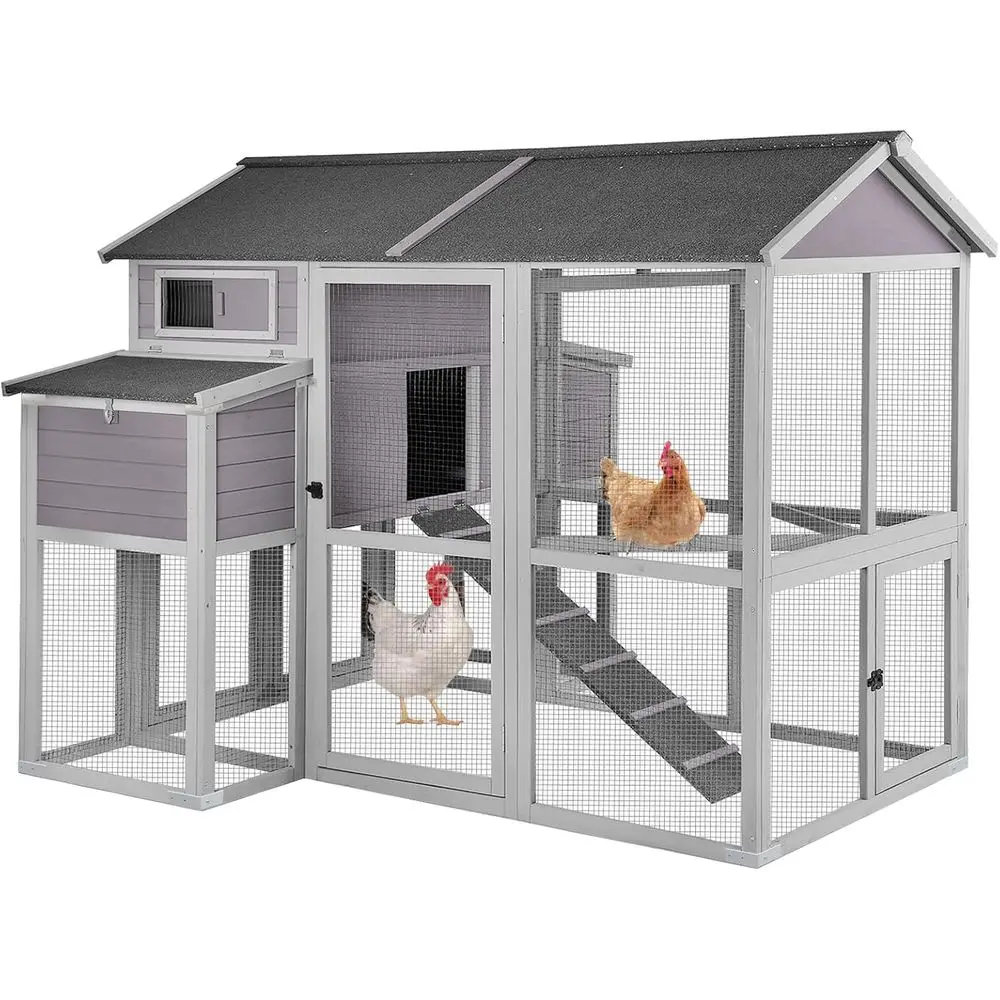 Spacious Wooden Chicken Coop with Run for 8-10 Birds, Including Nesting Box and Pull-out Tray
Spacious Wooden Chicken Coop with Run for 8-10 Birds, Including Nesting Box and Pull-out Tray