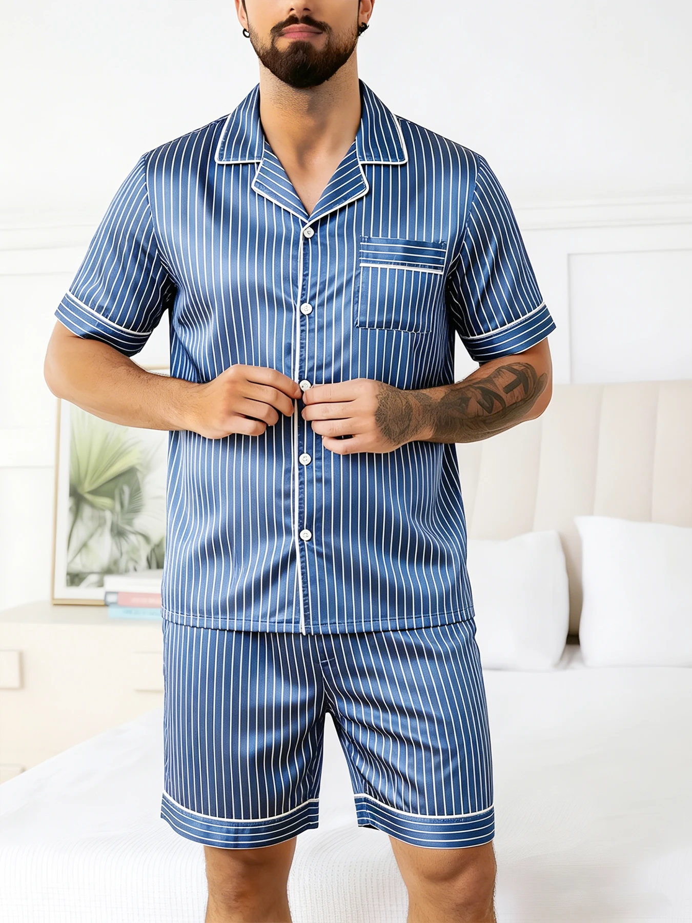 Men's Summer Pajamas Design Short Sleeve Pajama Set Soft Comfortable Sleepwear for Summer Lightweight Homewear Lougewear
Men's Summer Pajamas Design Short Sleeve Pajama Set Soft Comfortable Sleepwear for Summer Lightweight Homewear Lougewear