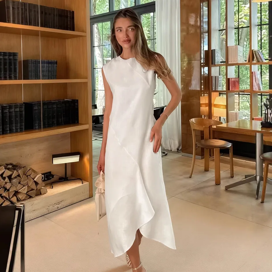 2026 Spring Summer Temperament Elegant White Round Neck Strapless Dress Design Sense A Line Skirt Womens Outfit
2026 Spring Summer Temperament Elegant White Round Neck Strapless Dress Design Sense A Line Skirt Womens Outfit