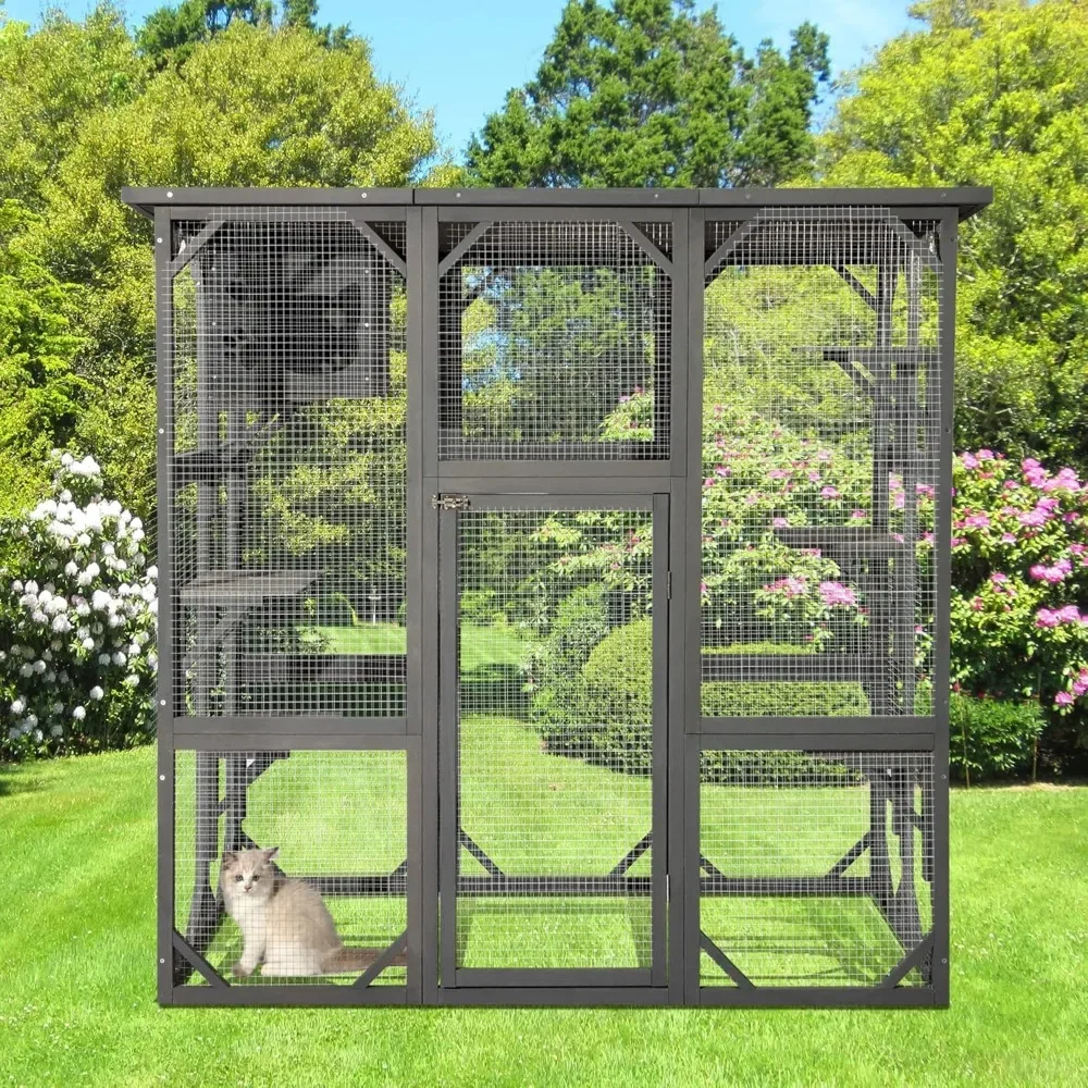 Large Outdoor Cat Enclosure – Wooden Catio House with Weatherproof Design | Indoor Cat Cage Condo Playpen with Platform
Large Outdoor Cat Enclosure – Wooden Catio House with Weatherproof Design | Indoor Cat Cage Condo Playpen with Platform
