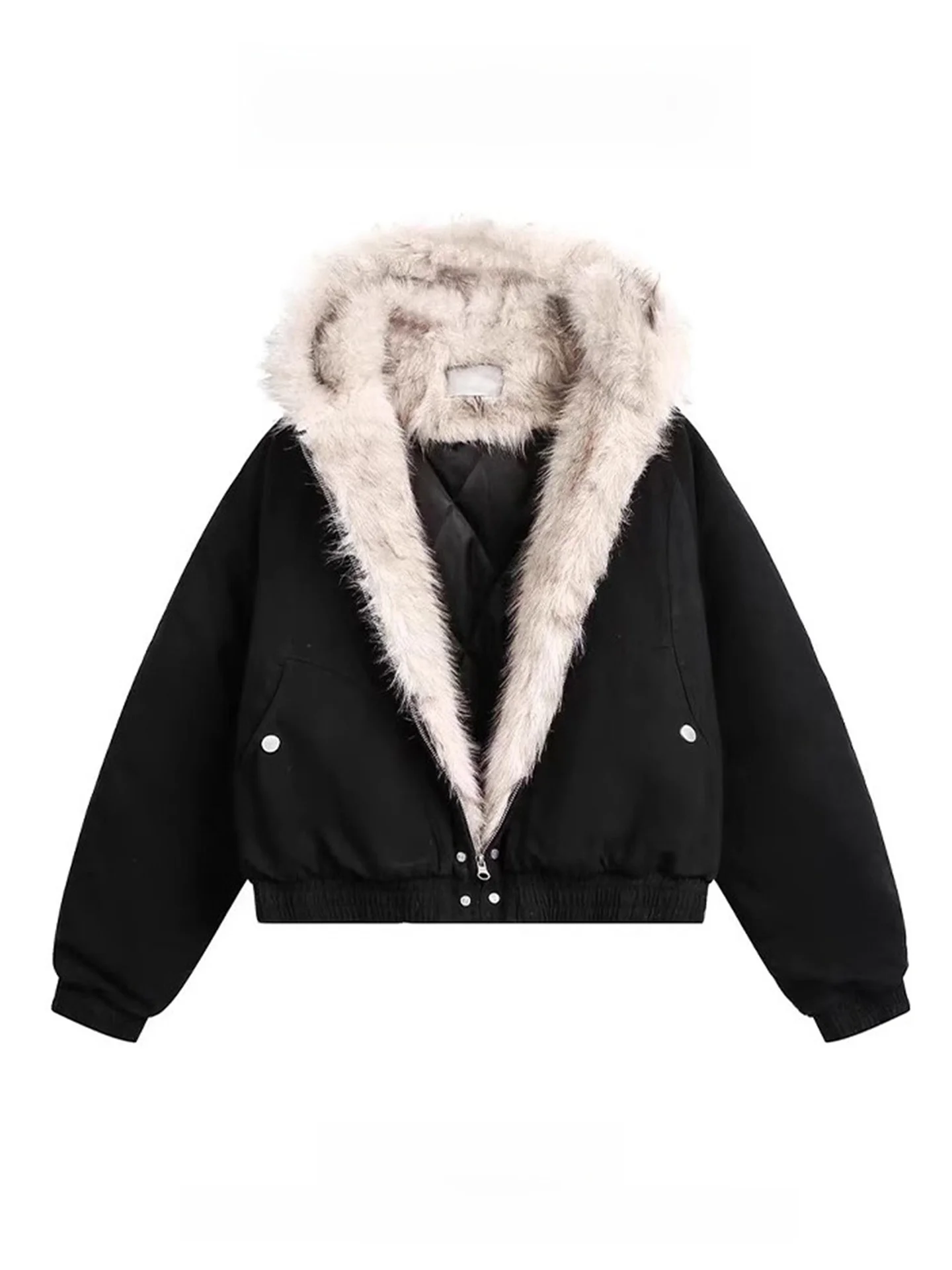 American Style Thickened Faux Fur Collar Hooded Cotton Jacket Women's Autumn Winter Warm Parka Coat Casual Long Sleeve Zipper
American Style Thickened Faux Fur Collar Hooded Cotton Jacket Women's Autumn Winter Warm Parka Coat Casual Long Sleeve Zipper