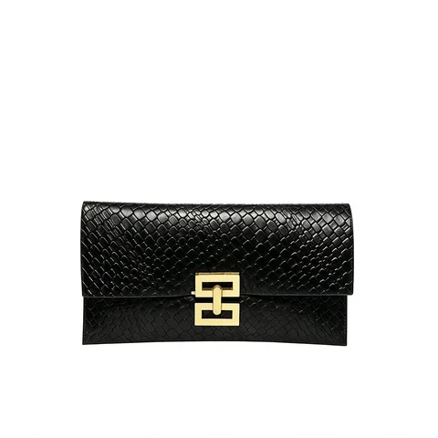Black Snake Print Women Clutch Bag Gold Square Lock Envelope Evening Purse Wedding Party Prom Shoulder Crossbody Handbag