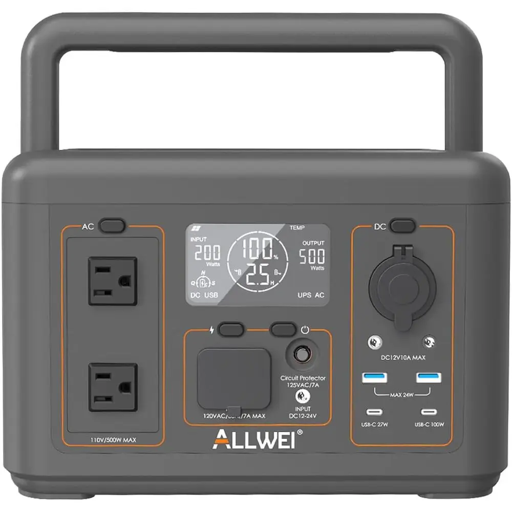 500W Portable Power Station with 512Wh LiFePO4 Battery, UPS, Fast Charging, 2 AC Outlets for Camping and Home Use
500W Portable Power Station with 512Wh LiFePO4 Battery, UPS, Fast Charging, 2 AC Outlets for Camping and Home Use