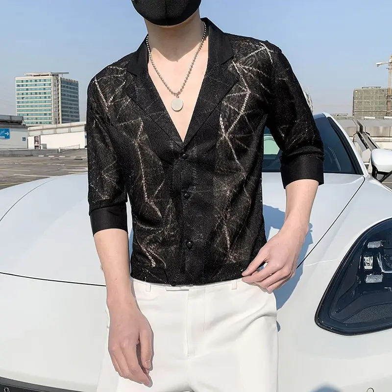 Business Casual Men's 2024 Summer New Patchwork Square Collar Button Printing Slim Hollow Out Comfortable Three Quarter Shirts
Business Casual Men's 2024 Summer New Patchwork Square Collar Button Printing Slim Hollow Out Comfortable Three Quarter Shirts