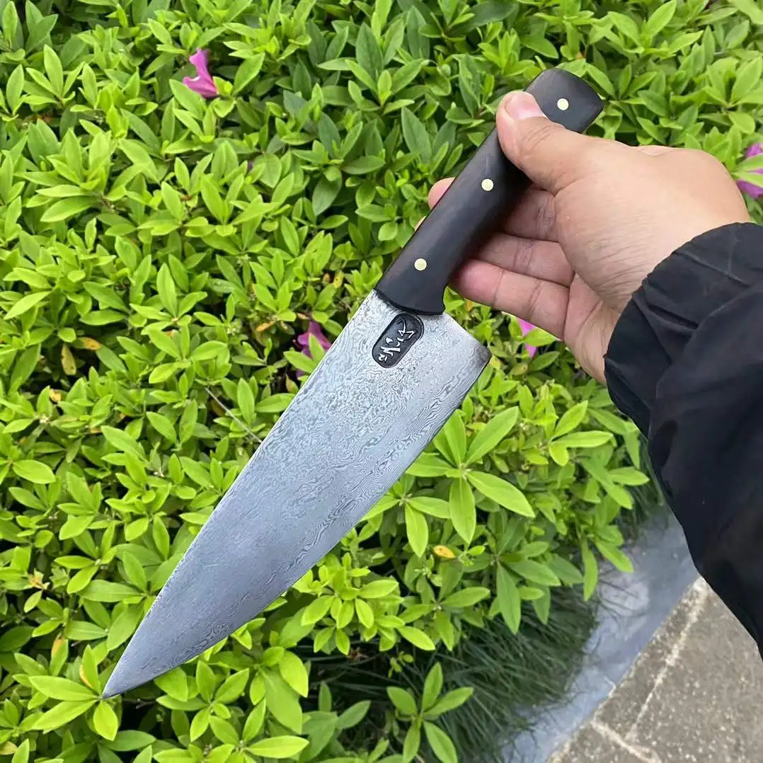 8 Inch Chef Knife Handmade Forged Damascus Steel Blade Ebony Handle Slicing Vegetables Cleaver Sashimi Meat BBQ Kitchen Knife
8 Inch Chef Knife Handmade Forged Damascus Steel Blade Ebony Handle Slicing Vegetables Cleaver Sashimi Meat BBQ Kitchen Knife
