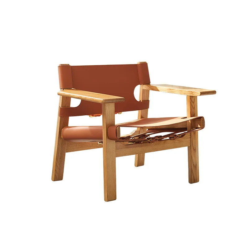 Medieval saddle leather Nordic balcony leisure chair Spanish designer solid wood hunting chair living room single recliner
Medieval saddle leather Nordic balcony leisure chair Spanish designer solid wood hunting chair living room single recliner