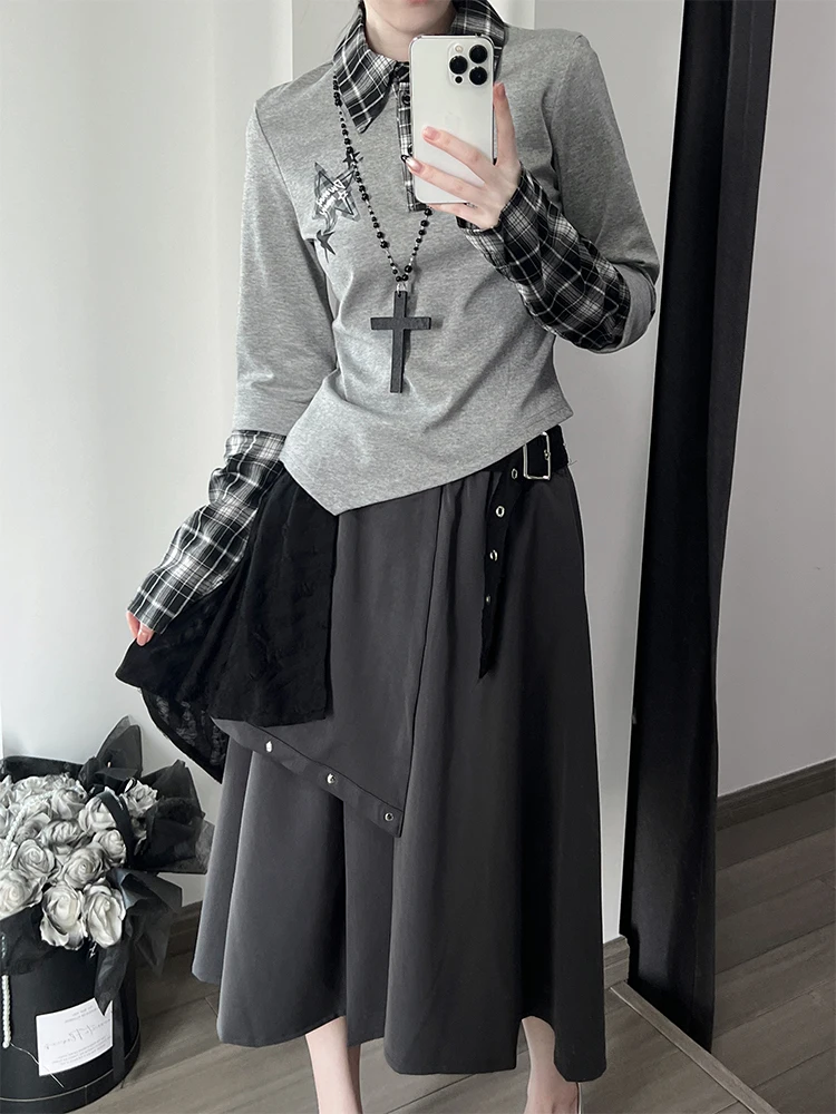 Женский комплект из двух предметов: асимметричная футболка в клетку с длинным рукавом и длинные брюки с высокой талией, стройнящие фигуру, в студенческом стиле, модные, осенние
Женский комплект из двух предметов: асимметричная футболка в клетку с длинным рукавом и длинные брюки с высокой талией, стройнящие фигуру, в студенческом стиле, модные, осенние