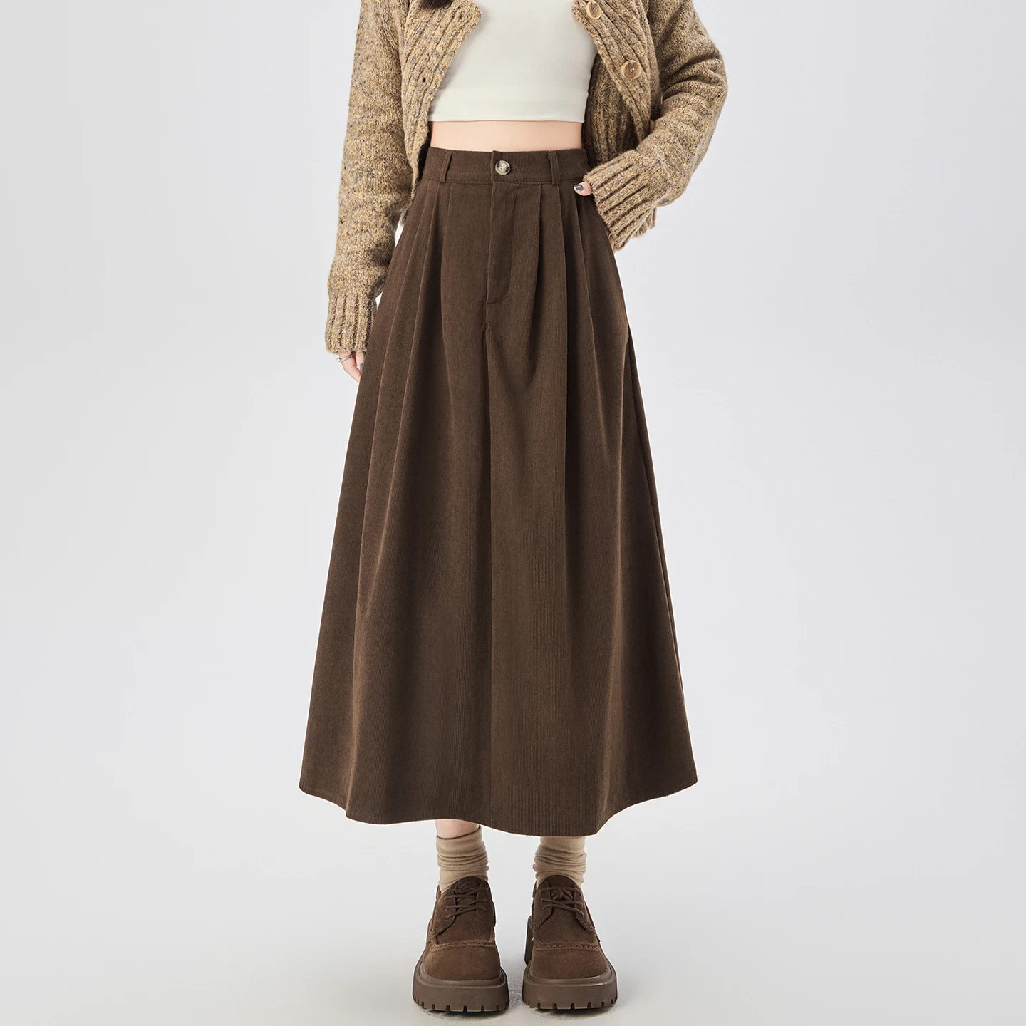 Seoulish Autumn Winter Corduroy Women's Umbrella Long Skirts 2025 New High Waist Single Button Casual Loose A-line Skirts Female
Seoulish Autumn Winter Corduroy Women's Umbrella Long Skirts 2025 New High Waist Single Button Casual Loose A-line Skirts Female