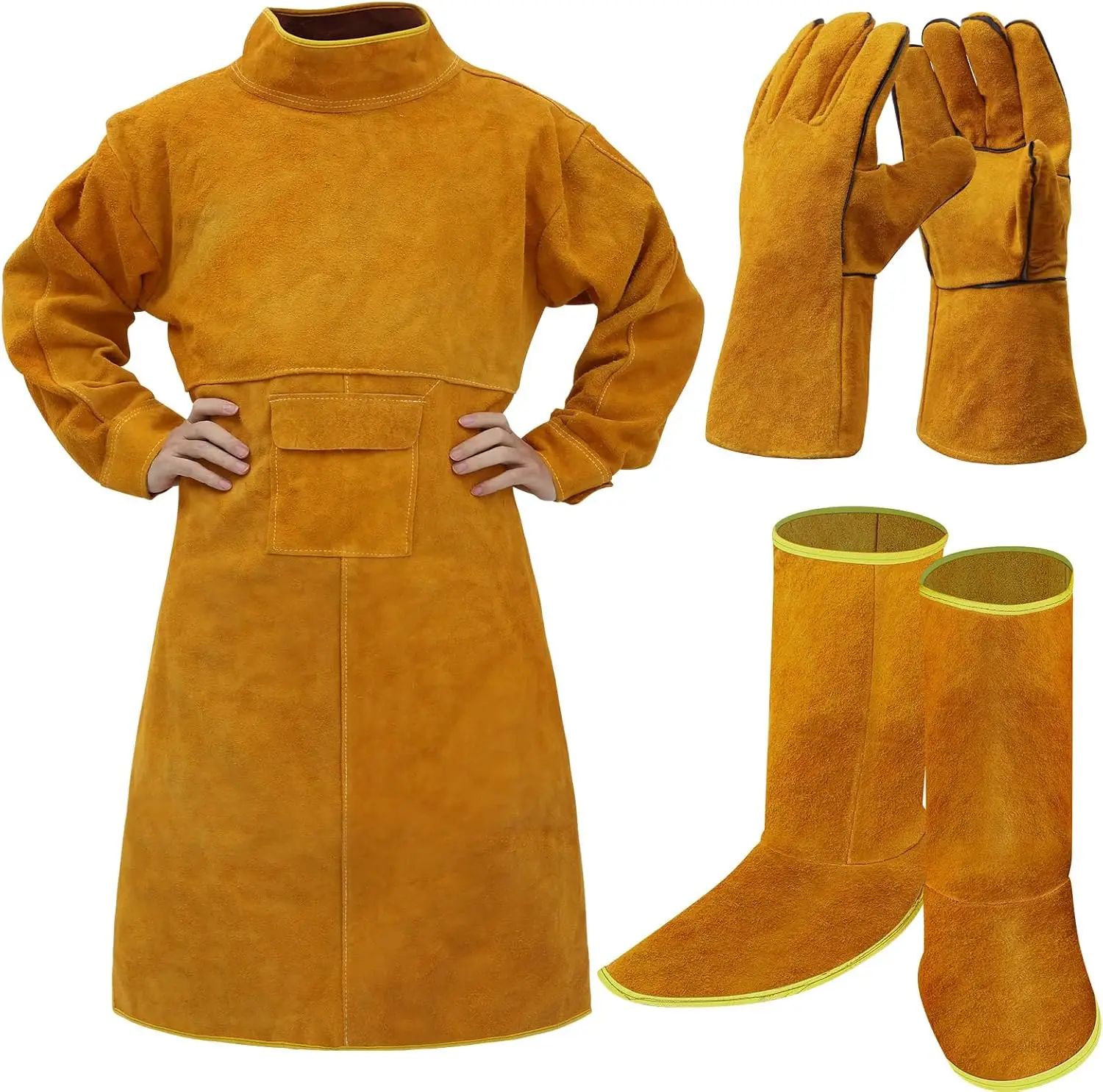 3 Pcs 47 Leather Welding Apron with Sleeve Gloves, Heavy Duty Durable Forge Boot Covers, Heat Resistant Flame Retardant Jacket
3 Pcs 47 Leather Welding Apron with Sleeve Gloves, Heavy Duty Durable Forge Boot Covers, Heat Resistant Flame Retardant Jacket