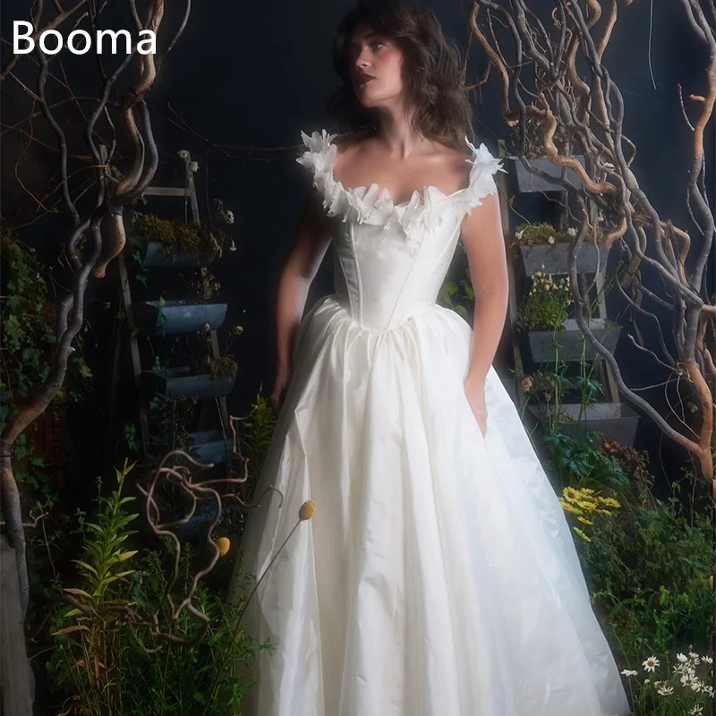 Booma A-Line Elegant Flowers Ivory Wedding Dresses Sleeveless Satin Off The Shoulder Long Brides Gown Custom Made 2025 
Booma A-Line Elegant Flowers Ivory Wedding Dresses Sleeveless Satin Off The Shoulder Long Brides Gown Custom Made 2025