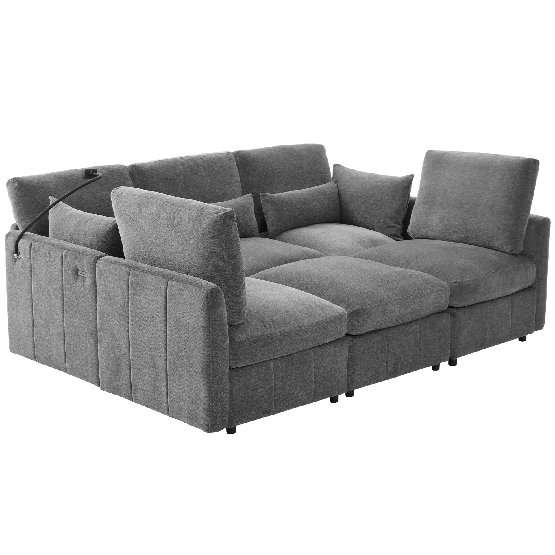 #Modern Luxury Grey Chenille Modular Sectional Sofa with USB Ports Storage and Adjustable Backrest for Living Room Furniture
#Modern Luxury Grey Chenille Modular Sectional Sofa with USB Ports Storage and Adjustable Backrest for Living Room Furniture