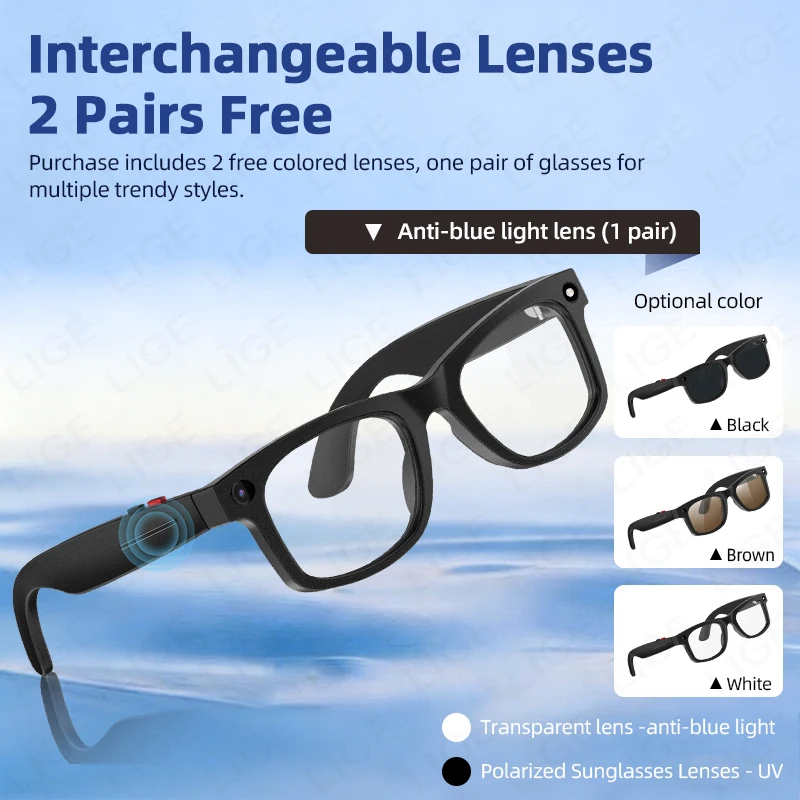 LIGE 2026 New Men 500W Camera Smart Glasses Video Recording AI Photo Recognition Bluetooth Call Voice Translation Sunglasses Man
LIGE 2026 New Men 500W Camera Smart Glasses Video Recording AI Photo Recognition Bluetooth Call Voice Translation Sunglasses Man