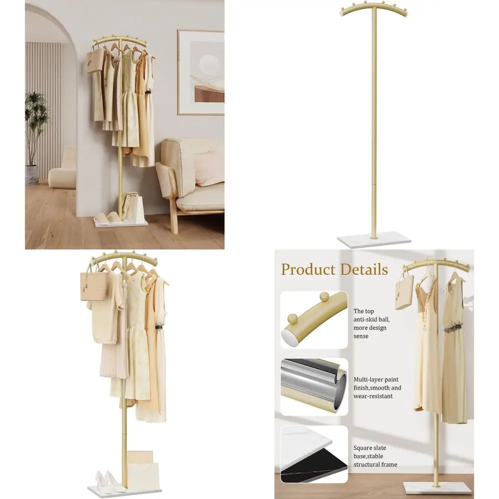 Gold Arcuate Freestanding T-Shaped Coat Rack with Natural Rock Base, 68.9in, Ideal for Entrances, Corridors, and Halls
Gold Arcuate Freestanding T-Shaped Coat Rack with Natural Rock Base, 68.9in, Ideal for Entrances, Corridors, and Halls