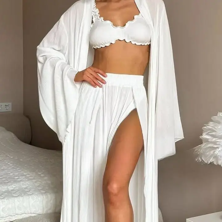 Sexy Lace Robe Women's Three-Piece Set Long Pants Adult Casual Fashion Spring Collection Date Night Outfit Comfortable Fit
Sexy Lace Robe Women's Three-Piece Set Long Pants Adult Casual Fashion Spring Collection Date Night Outfit Comfortable Fit