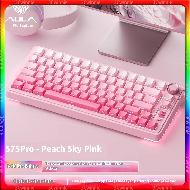 Aula S75pro Wireless Bluetooth Mechanical Keyboard 3-Mode Customized Office Gaming Keyboard F75 Video Game Screen For Win/IOS
Aula S75pro Wireless Bluetooth Mechanical Keyboard 3-Mode Customized Office Gaming Keyboard F75 Video Game Screen For Win/IOS