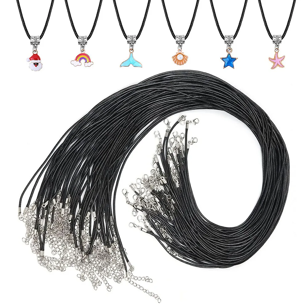 50pcs Black Necklace Cord with Lobster Clasp Leather Rope Wax String for Bracelet Necklaces Pendants Jewelry Making Accessories
50pcs Black Necklace Cord with Lobster Clasp Leather Rope Wax String for Bracelet Necklaces Pendants Jewelry Making Accessories