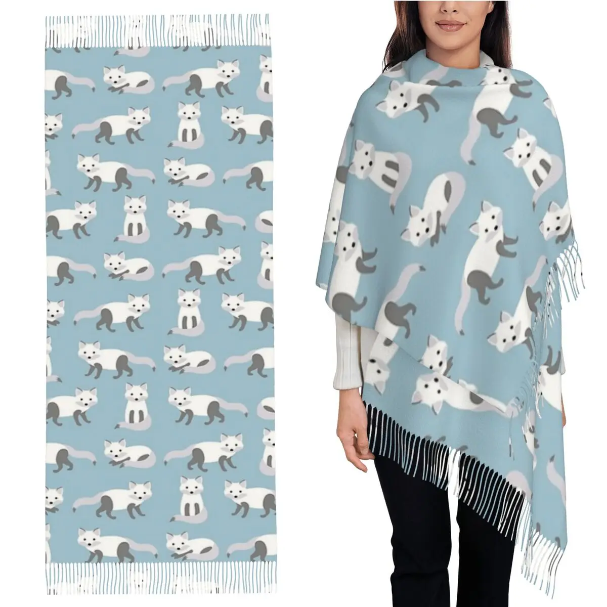 Шарф с узором арктической лисы, шарфы с кисточками для женщин, мягкие теплые шали и накидки, длинная осенне-зимняя шаль
Шарф с узором арктической лисы, шарфы с кисточками для женщин, мягкие теплые шали и накидки, длинная осенне-зимняя шаль