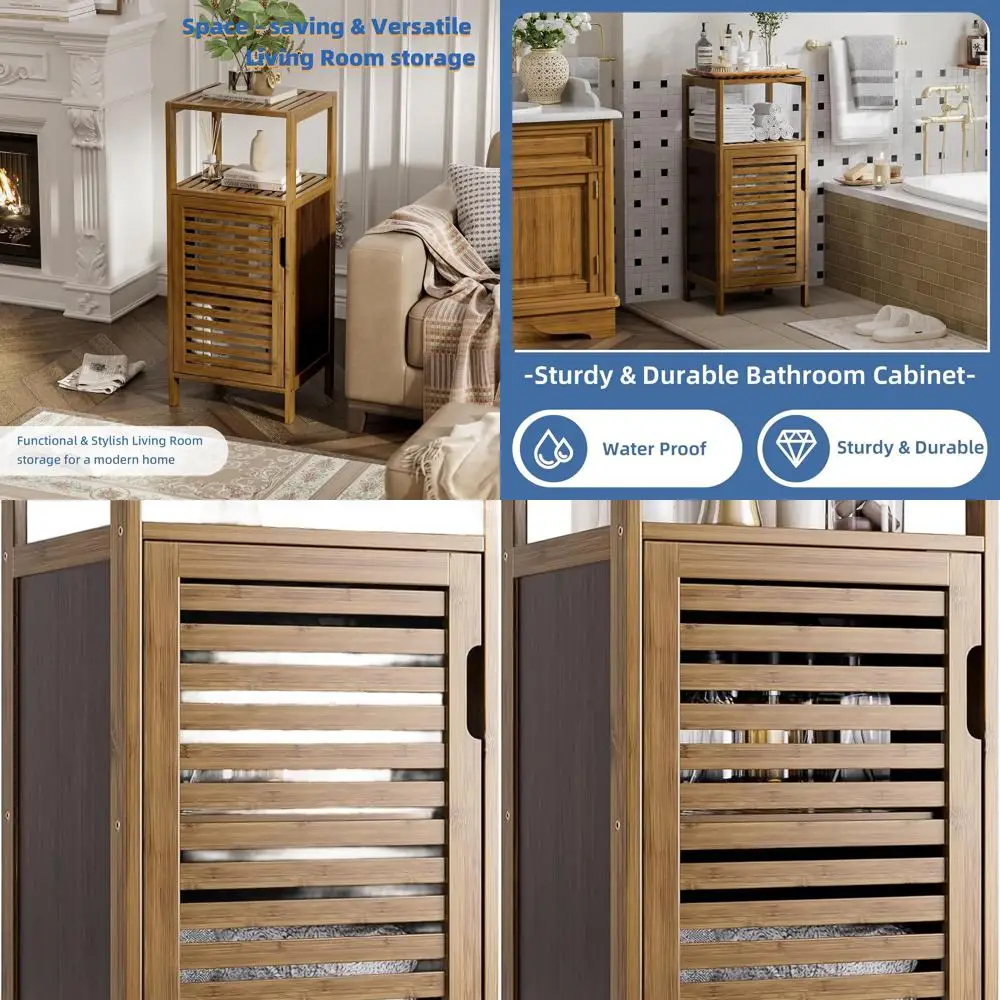 Стильный 4-х уровневый напольный шкаф из бамбука, отделка орехового дерева, идеально подходит для хранения в гостиной, кухне и спальне.
Стильный 4-х уровневый напольный шкаф из бамбука, отделка орехового дерева, идеально подходит для хранения в гостиной, кухне и спальне.