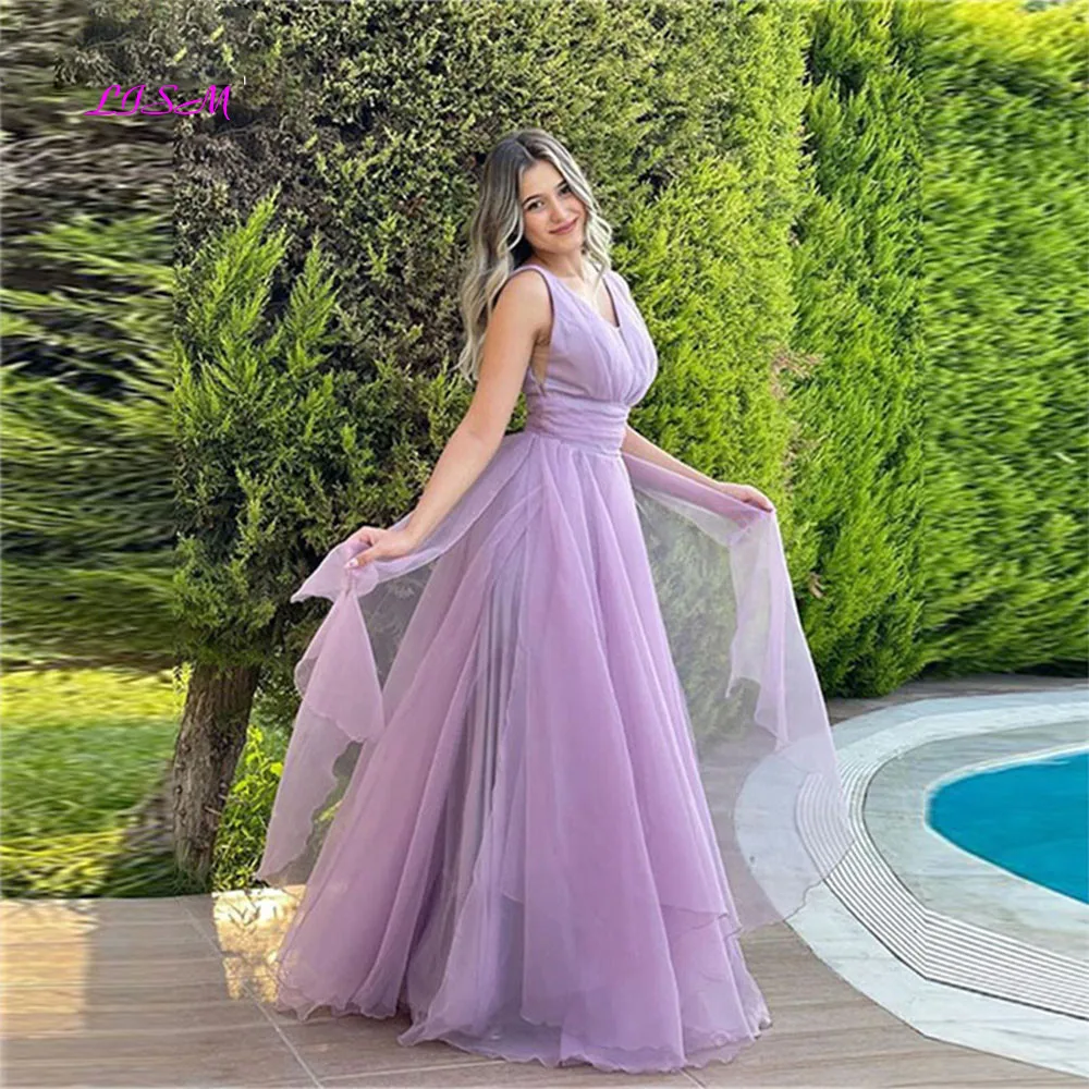 Simple V-Neck Light Purple Chiffon Boho Prom Dresses Tiered Backless Fairy Sleeveless Evening Party Gowns robes de soirée
Simple V-Neck Light Purple Chiffon Boho Prom Dresses Tiered Backless Fairy Sleeveless Evening Party Gowns robes de soirée