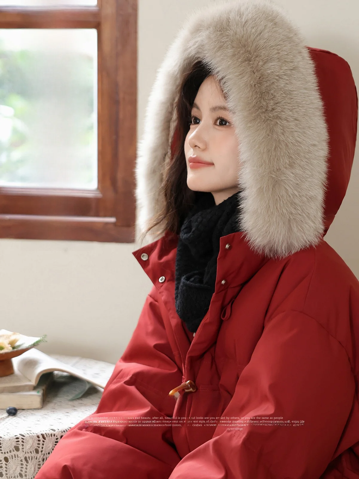 Christmas Red Short down Jacket Women's Winter Real Fur Collar 90 White Duck Feather Outerwear
Christmas Red Short down Jacket Women's Winter Real Fur Collar 90 White Duck Feather Outerwear