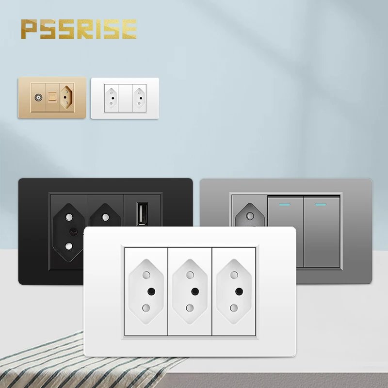 PSSRISE Brazil Standard Switch Power Socket 5V 2.1A USB Type-c Charger Computer Panel Wall Switch Home TV Phone Computer Socket
PSSRISE Brazil Standard Switch Power Socket 5V 2.1A USB Type-c Charger Computer Panel Wall Switch Home TV Phone Computer Socket