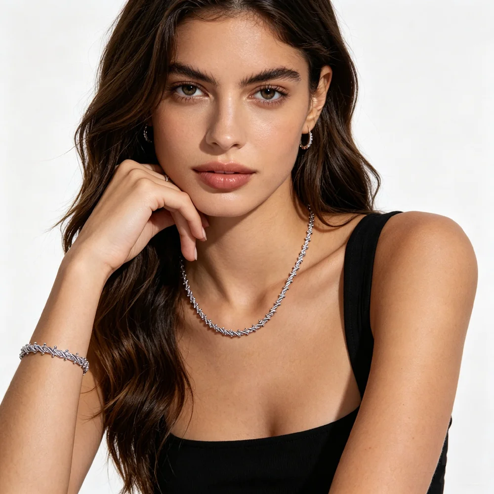 Charm Ladies Twisted Bracelet Luxury Shining Zircon Necklace Elegant Fishbone Chain Design Short Neck Fashion Jewelry Gift
Charm Ladies Twisted Bracelet Luxury Shining Zircon Necklace Elegant Fishbone Chain Design Short Neck Fashion Jewelry Gift