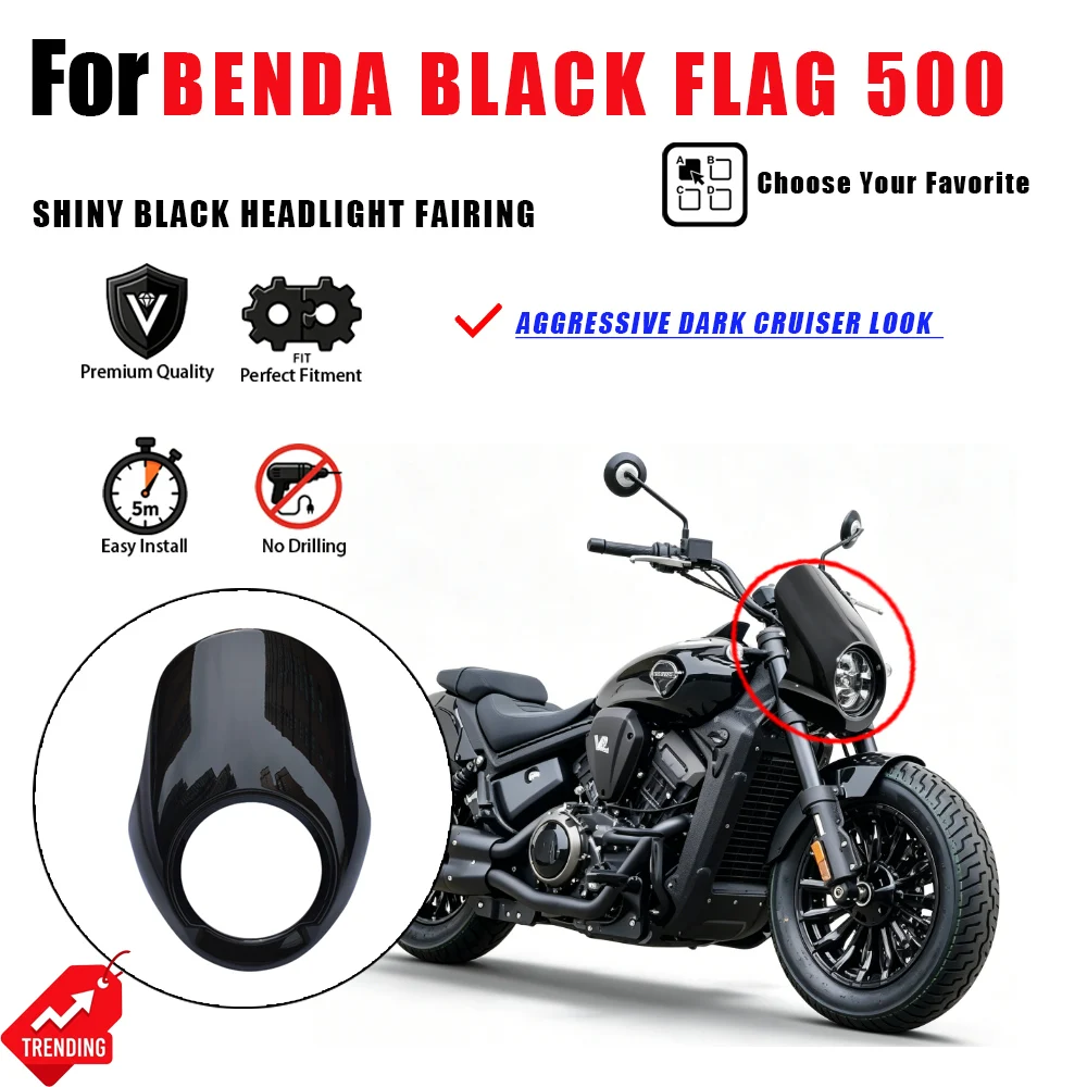 For Benda Black Flag 500 Premium Shiny Black Headlight Shield Front Cowl Windshield Accesorios Moto Cupula Faro Modified Parts
For Benda Black Flag 500 Premium Shiny Black Headlight Shield Front Cowl Windshield Accesorios Moto Cupula Faro Modified Parts