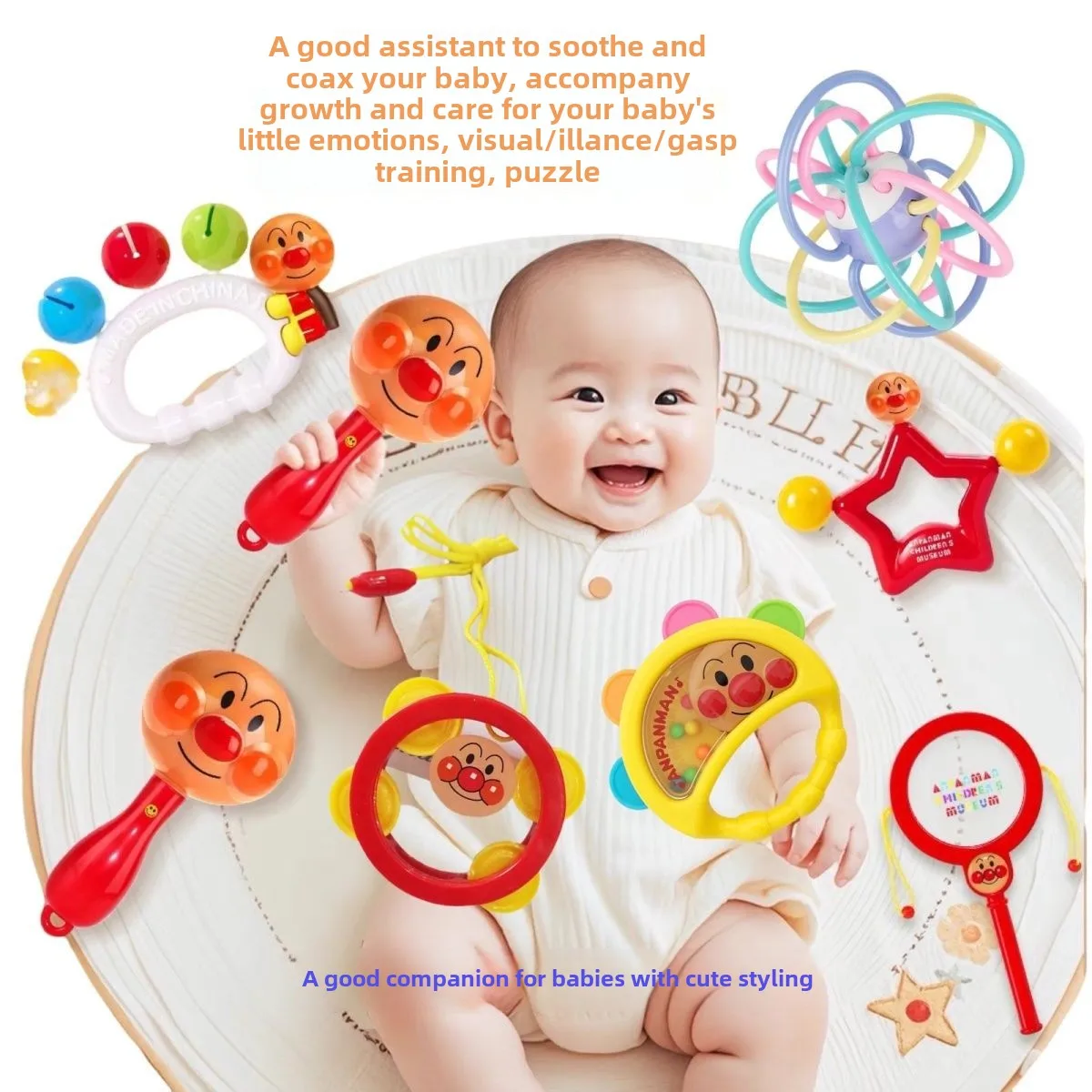 New style cute newborn baby rattle sand hammer pulling drum soothing toys 0-6-12 months baby grasping training puzzle wholesale
New style cute newborn baby rattle sand hammer pulling drum soothing toys 0-6-12 months baby grasping training puzzle wholesale