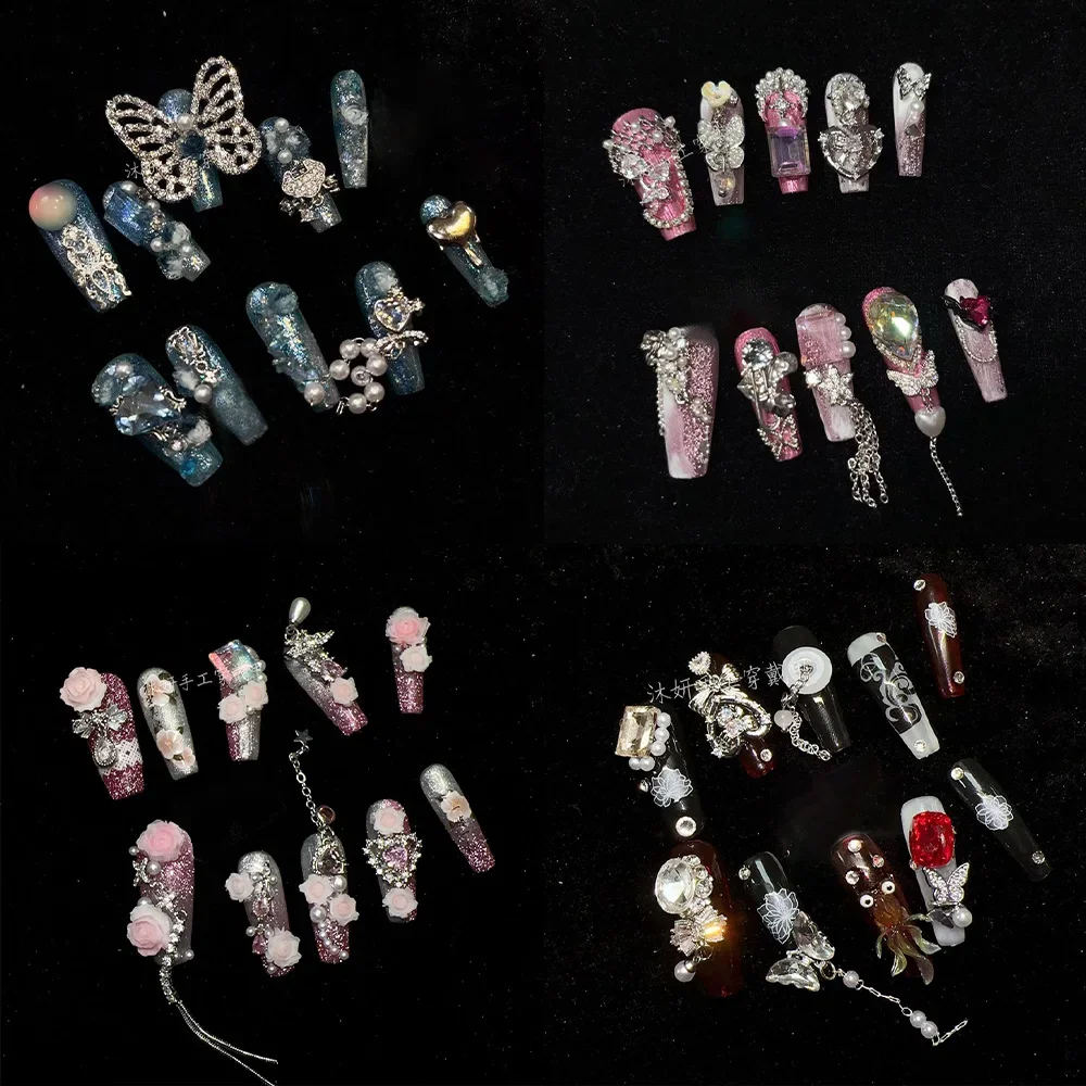 Sweet Cool Shining Pink Chain Butterfly Star Pearl Trapezoid Nail Art 3D Love Diamond Rose Flower Press-On Nails Birthday Gift
Sweet Cool Shining Pink Chain Butterfly Star Pearl Trapezoid Nail Art 3D Love Diamond Rose Flower Press-On Nails Birthday Gift