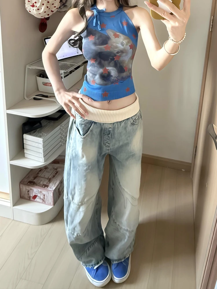 American Style Vintage Washed Knitted Waist Patchwork Jeans Women Summer Loose Slim Straight Leg Wide Leg Pants
American Style Vintage Washed Knitted Waist Patchwork Jeans Women Summer Loose Slim Straight Leg Wide Leg Pants