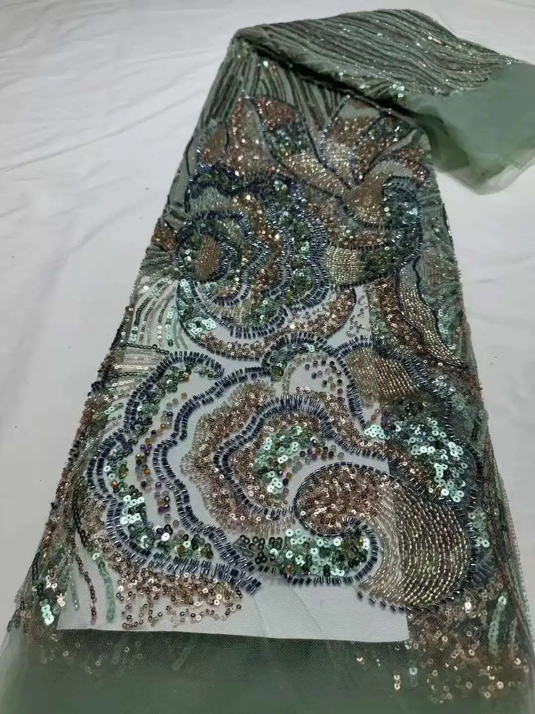 New Luxury Nigerian African Heavy Beads Sequins Mesh Lace Bride French Net Lace Fabric Sewing Embroidered Lace Tulle Women
New Luxury Nigerian African Heavy Beads Sequins Mesh Lace Bride French Net Lace Fabric Sewing Embroidered Lace Tulle Women