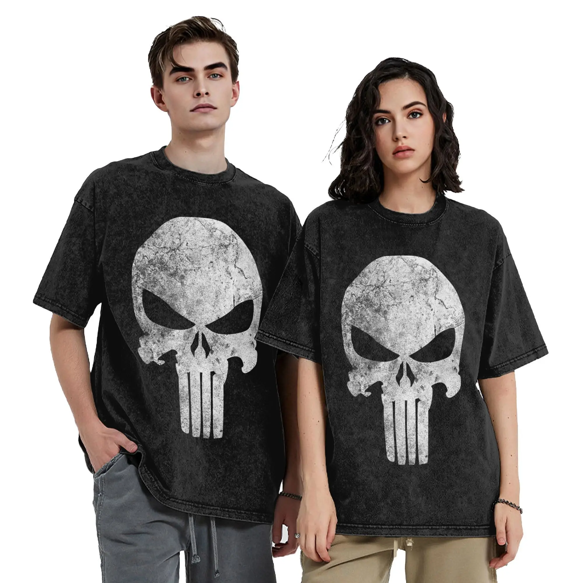 Washed T Shirts Comics Punisher Skull Symbol Distressed Hip Hop Vintage T-Shirts Oversize Streetwear Cotton Tee Shirt Men Women
Washed T Shirts Comics Punisher Skull Symbol Distressed Hip Hop Vintage T-Shirts Oversize Streetwear Cotton Tee Shirt Men Women