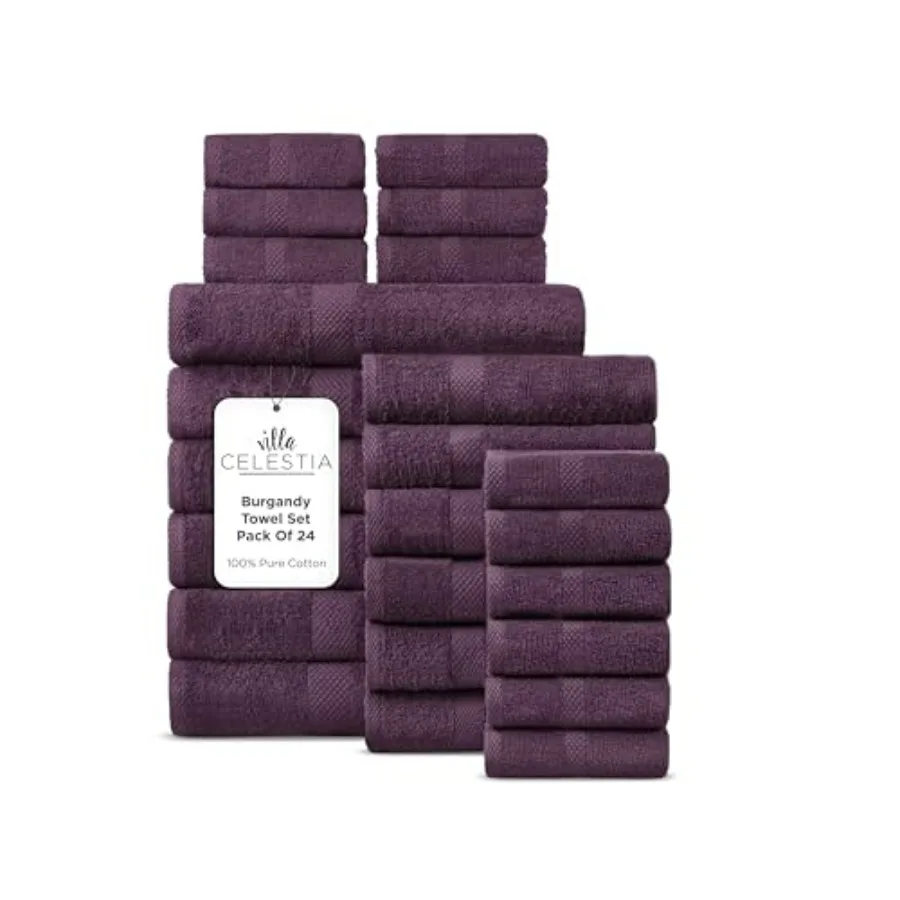 100 Cotton Bath Towel Set of 24 for Hotels Spa Bathroom Dorm: Burgundy, Sustainable Soft Highly Absorbent Combed Cotton
100 Cotton Bath Towel Set of 24 for Hotels Spa Bathroom Dorm: Burgundy, Sustainable Soft Highly Absorbent Combed Cotton