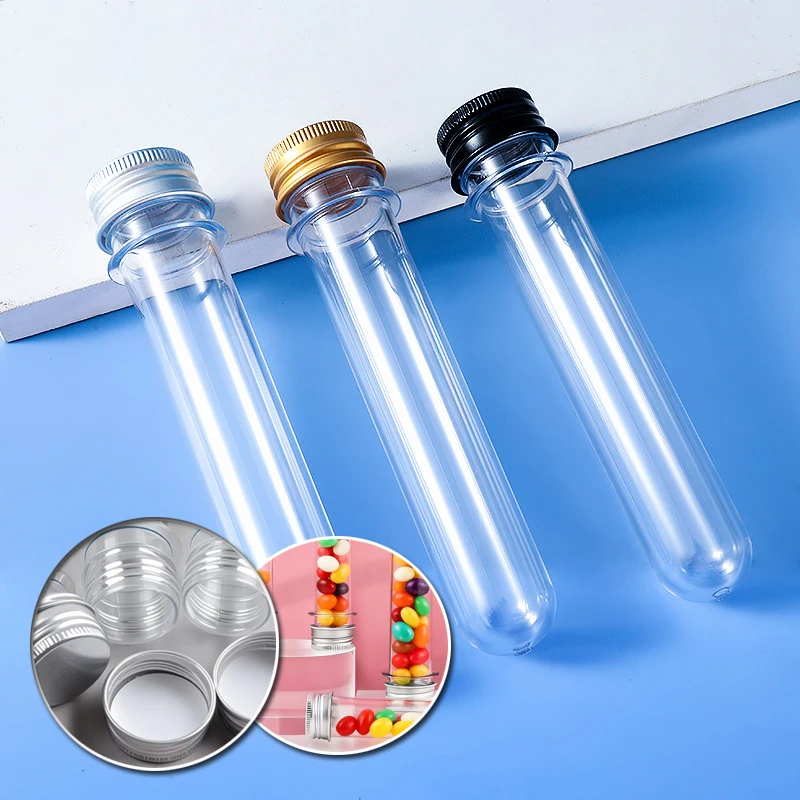 30-100ml Empty PET Plastic Test Tube Bottles With Screw Aluminum Cap For Plants Spices Candy Portable Refillable Vials Container
30-100ml Empty PET Plastic Test Tube Bottles With Screw Aluminum Cap For Plants Spices Candy Portable Refillable Vials Container